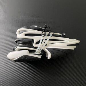 Balmain Black And White Pointed-Toe Sneakers For Men And Women